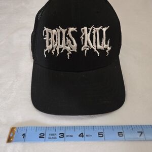 Dolls Kill Black Trucker Hat with White Logo